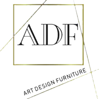 ADF logo: gold framed square with diagonal lines and the letters ADF, plus 'Art Design Furniture' wording.