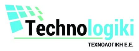 Technologiki logo with black 'Techno' and turquoise 'logiki' text and a teal tile motif.