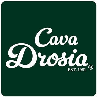 Cava Drosia logo on a dark green rounded-square background, with EST. 1981.