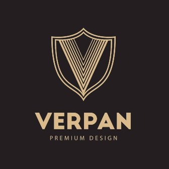 Verpan Premium Design logo: a gold shield emblem with a stylized V, above the brand name VERPAN on a dark background.