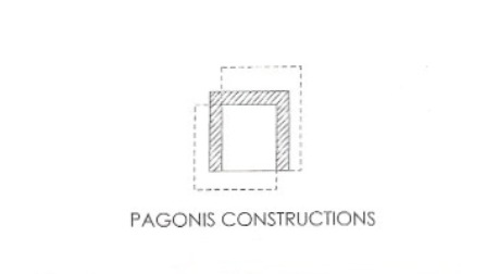 Pagonis Constructions logo with two overlapping squares and the company name below.