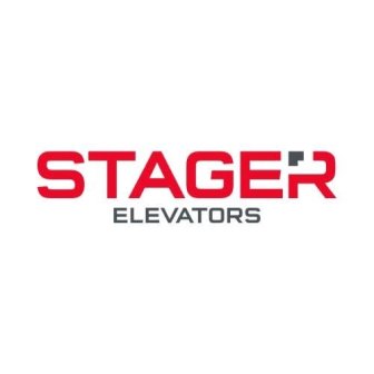 Logo for STAGER ELEVATORS: bold red 'STAGER' with a stylized R, gray 'ELEVATORS' beneath.